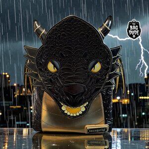 Loungefly Fourth Wing Black Gold Dragon Mini Backpack - BAM Exclusive